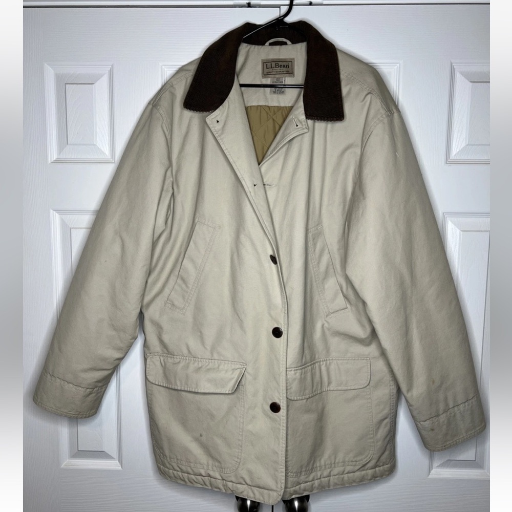 Vintage LL Bean Lined Barn Chore Coat Field Jacket Mens XL Tall XLT Tan Insulate